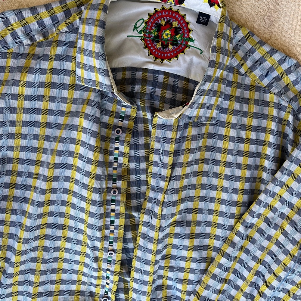 Robert graham gray shirt with blue and yellow accents Dress Shirt